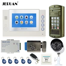 JERUAN 7 INCH TOUCH Screen Video Door Phone Record Intercom System kit+Waterproof Access Password HD Mini Camera+Analog Camera