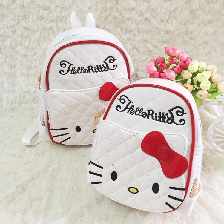 

IVYYE White Bowknot KT Fashion PU Backpacks Rucksacks Cartoon Backpack Casual Child Schoolbags Kid Knapsack Unisex New