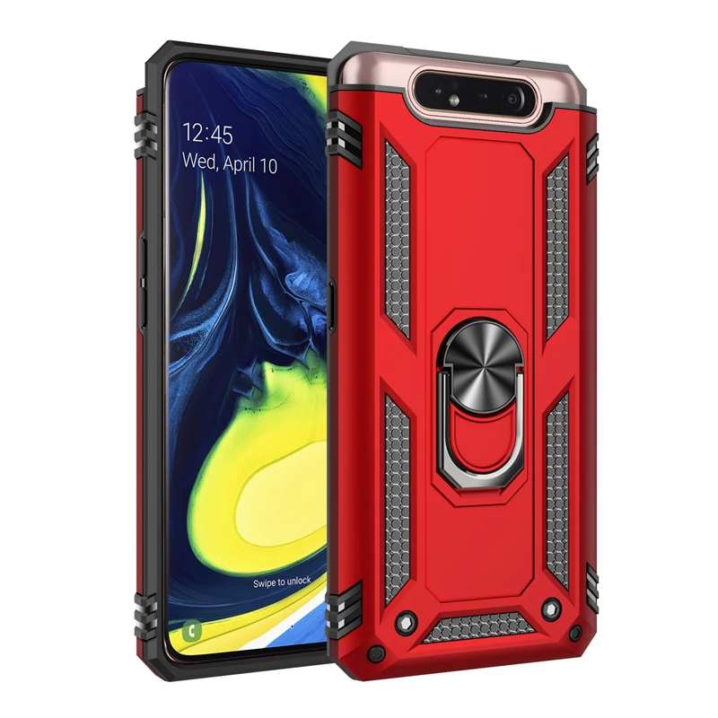 

Heavy Duty Car Magnet Armor Case For For Samsung Galaxy A80 A90 Shockproof Hybrid Cover with Rotating Ring Stand