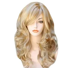 Hot Sale Natural Comfortable Blonde Wigs Wavy Curly Long Heat Resistant Fiber Costume Party Wigs For Women Gift Dropshipping Hot Sale Natural Comfortable Blonde Wigs Wavy Curly Long Heat Resistant Fiber Costume Party Wigs For Women Gift Dropshipping