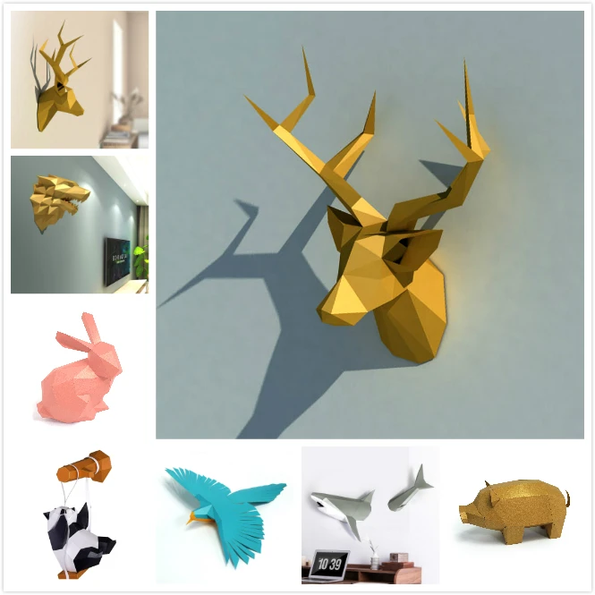 

3D Animal Paper Model Toy Wall Art Home Decor Living Room Decor DIY Paper Craft Model Party Gift