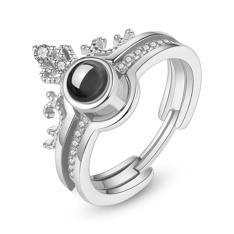 Женское кольцо с короной I Love You обручальное надписью Crown модное для влюбленных
