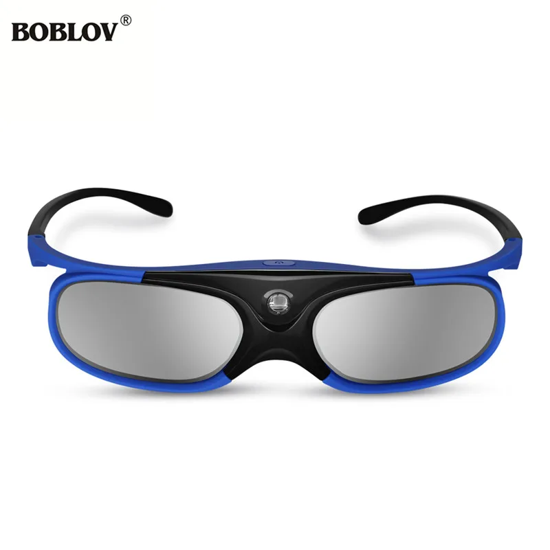 

BOBLOV JX-30 3D Active Shutter Glasses DLP-Link 96Hz/144Hz USB Rechargeable Home Theater Blue for BenQ W1070 W700 Dell Projector