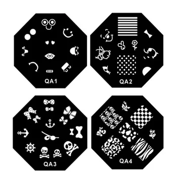 

12 Pcs Stamping Plate with Clear Jelly Stamper Set Flower Lace Round Nail Art Template Image Plate Kit Free Shipping