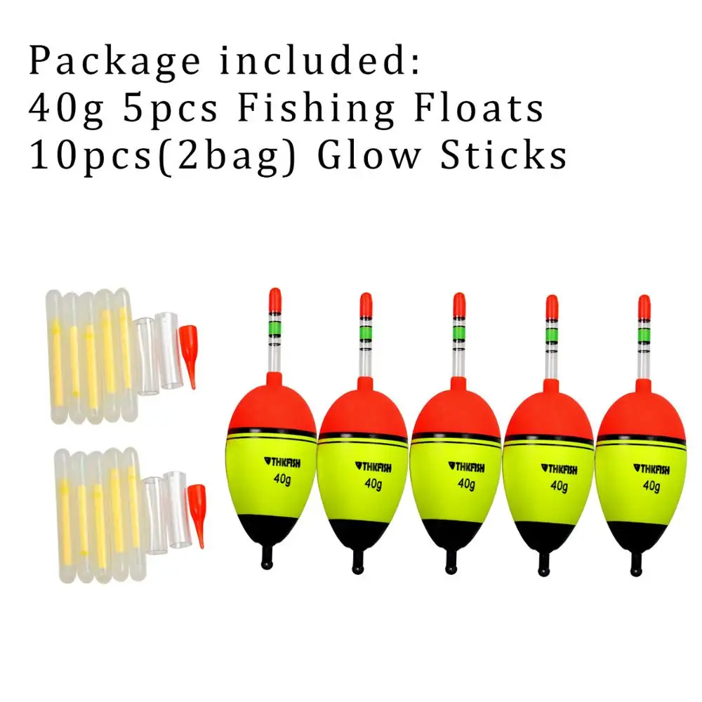 5 шт. EVA рыболовный Поплавок+ 10 шт. рыболовный светильник светящаяся палочка зеленый световой светильник ing палочка плавает световые поплавки для ночной рыбалки - Цвет: 40g