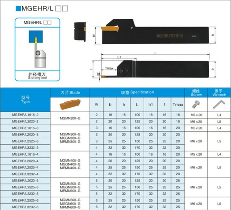 1P MGEHR1010-2 Grooving boring bar tool Holder CNC with10P MRMN200-M 