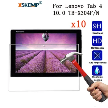 

XSKEMP 10Pcs/Lot 9H Real Tempered Glass For Lenovo Tab 4 10.0 TB-X304F/N Prevent Scratch Tablet PC Clear Screen Protector Film