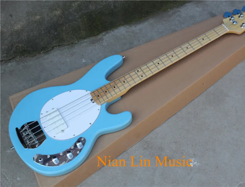 

4-String Bass Guitar,Sky Blue Color,Maple Fingerboard,21 Frets,White Pickgaurd,Maple Neck and can be Customized