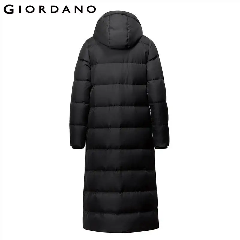Giordano женский длинный зимний пуховик с капюшоном набивка из натурального