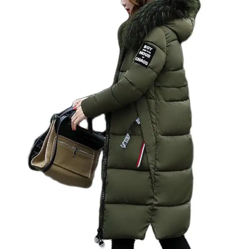 Пальто женское зимнее длинное с меховым воротником и капюшоном 4xl 5xl|Парки| |