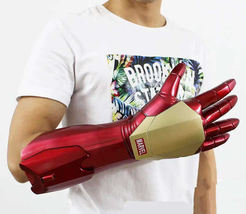[Забавный] 1:1 весы Железный человек светодиодный светильник перчатки рука фигурка модель игрушки инфракрасная эмиссионная перчатка косплей костюм вечерние детские подарки