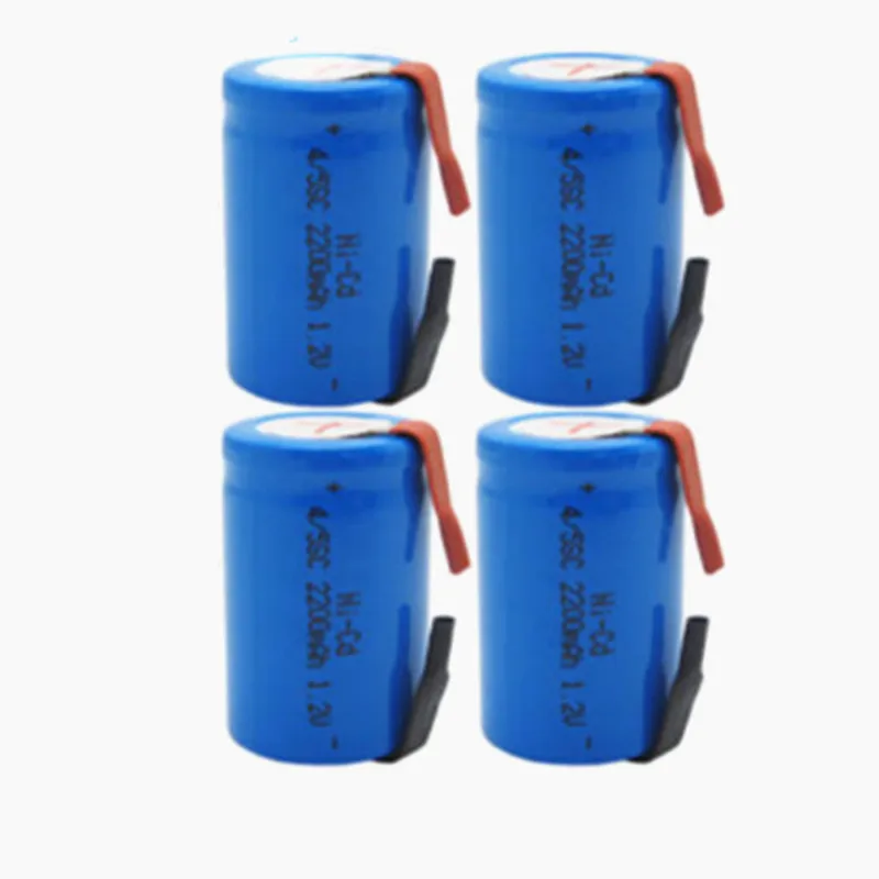 

10-30PCS Ni-Cd 4/5 SubC Sub C 1.2V 2200mAh Rechargeable Battery with Tab - Blue Color Free Shipping