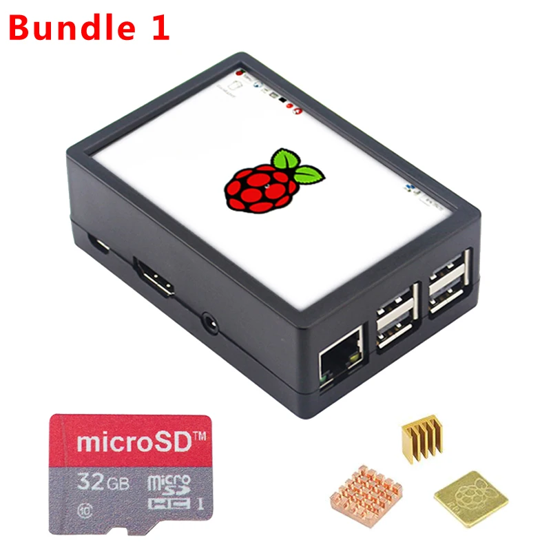 Raspberry Pi 3 Модель B + (B плюс) 3,5 дюймов экран TFT + чехол + теплоотвод + 32G SD карты с Raspbian Системы для Raspberry Pi 3B +