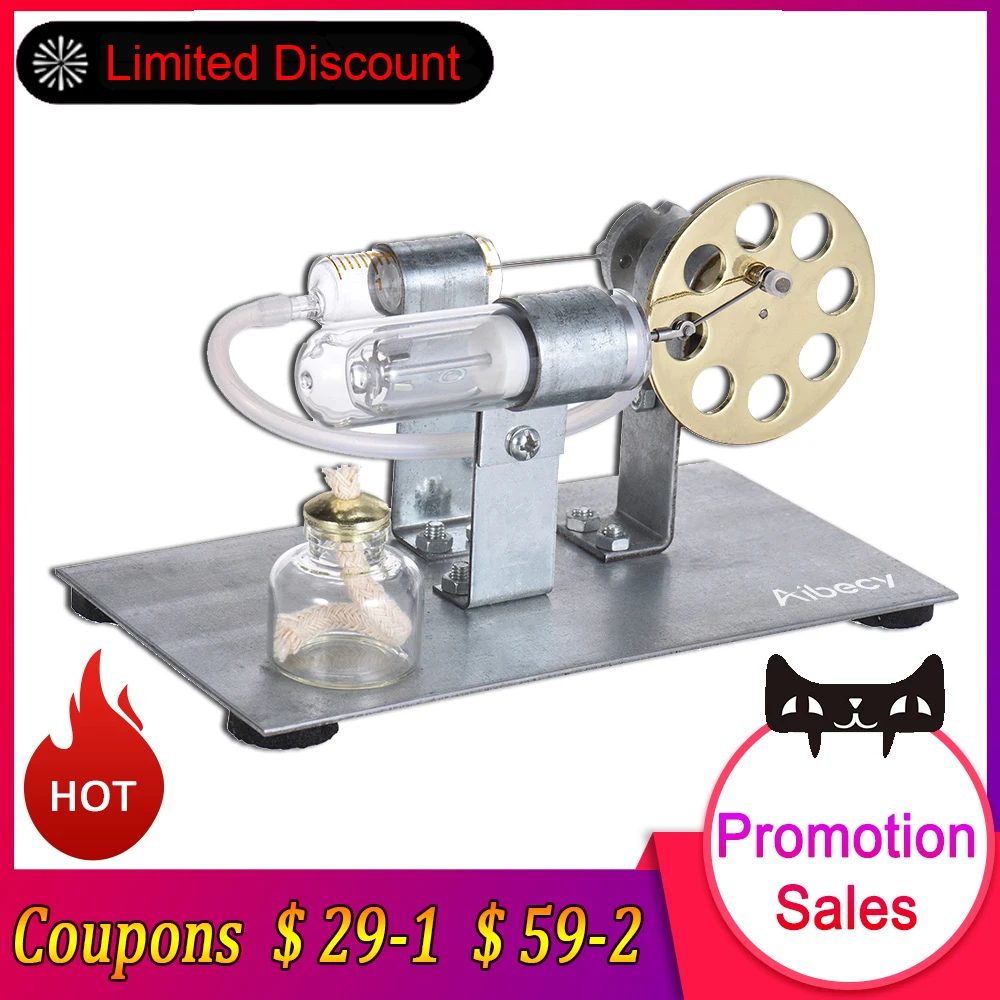 

Aibecy Mini Hot Air Stirling Engine Motor Model Stream Power Physics Experiment Model Educational Science Toy Gift For Children