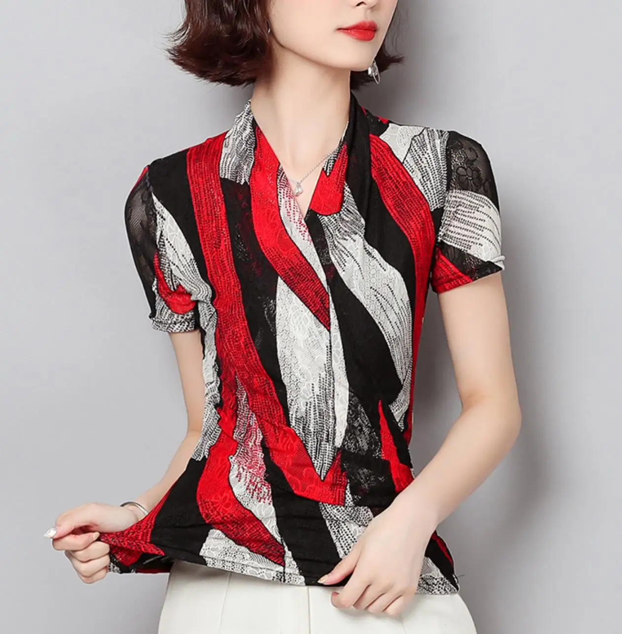 womens tops and blouses short sleeve women shirts leopard blouse women summer women blouses 2019 V-neck women tops