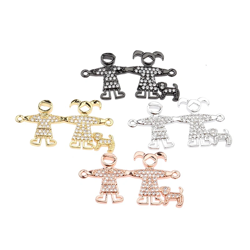 

OIQUEI Lovely DIY Metal Jewelry Connector Micro Pave Charm Necklace Pendant Cute Children Connector For DIY Jewelry Making