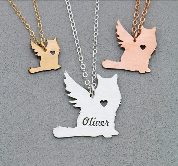 Cat Memorial Necklace Cat Necklace Pet Loss Gift Engrave Some Letters