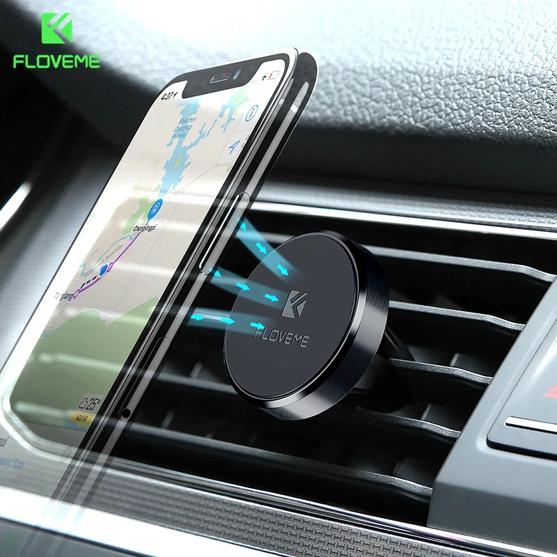 

FLOVEME Magnet Car Phone Holder Alloy Air Vent Mount Adsorption Mobile Phone Car Holder Universal For iPhone For Samsung Huawei