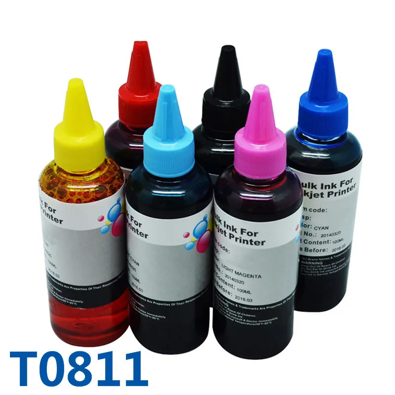600ml T0811 Printer Ink For Epson Refill Ink For Printer For Epson Stylus Photo R390/RX590/R270/RX690/RX610/RX615/R290/R295/1410 600ml T0811 Printer Ink For Epson Refill Ink For Printer For Epson Stylus Photo R390/RX590/R270/RX690/RX610/RX615/R290/R295/1410