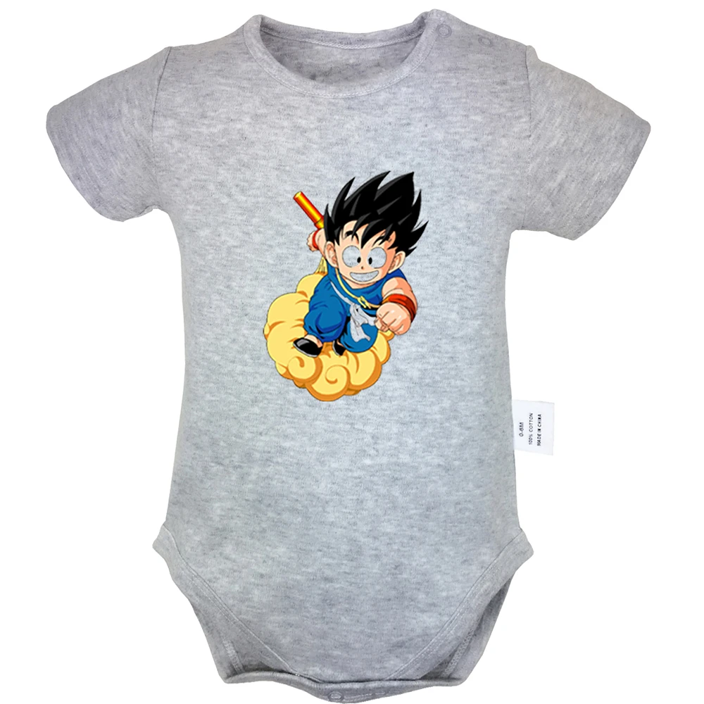 

Funny Cartoon Dragon Ball Fighting Goku Design Pink Gray White Newborn Baby Bodysuit Suit Toddler Onsies Jumpsuit Cotton Clothes