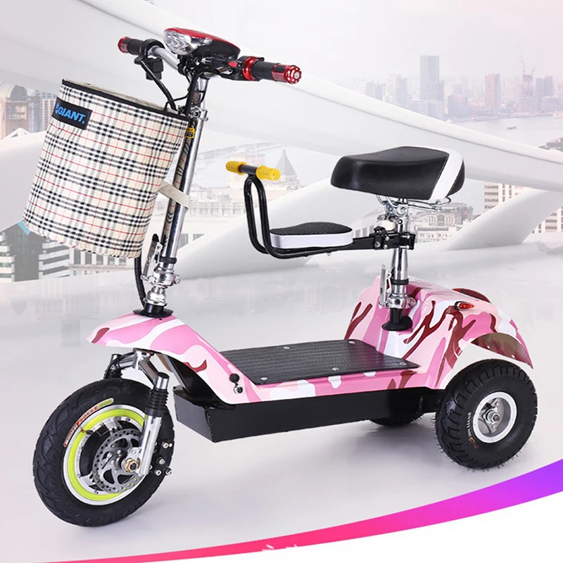  Adults Electric Tricycle Citycoco Electric Scooter Foldable Collapsible with children's seat and Ba