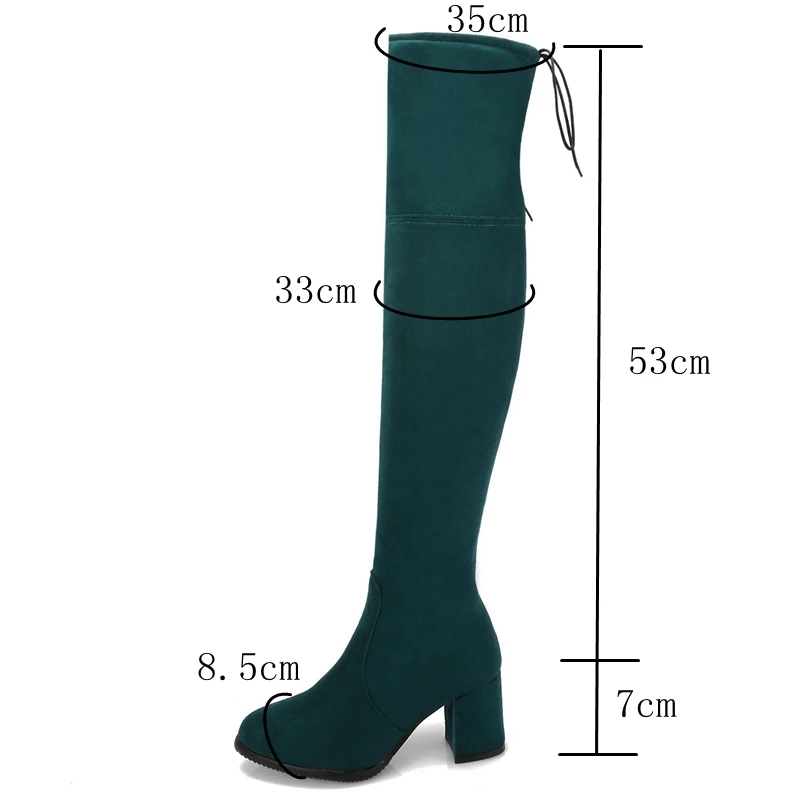 US $27.65 Simloveyo Black Gray Womens Micro Suede Thigh High Boots Block Thick Heel Stretch Over The Knee Boots Women Plus Size 3248 B007