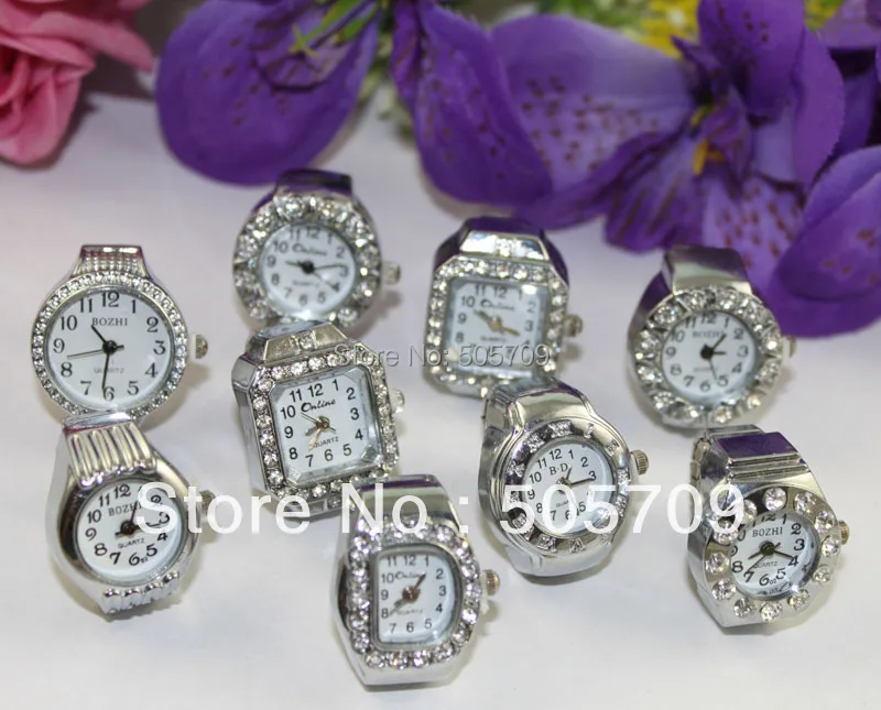 

20PCS Assorted silver rhinestone Finger Quartz Ring Watch #22395