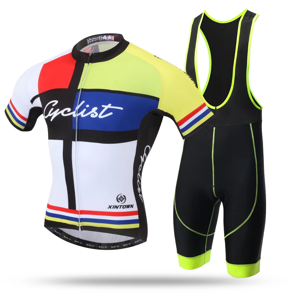 

Yellow Team 2016 Cyclist Cycling Bib Set Bicycle Short Sleeve Jersey and Bib Shorts Racing Clothing Roupa Ciclismo 3d Cool Max