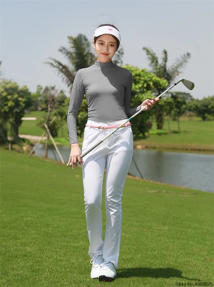 PGM, женская одежда для гольфа, ледяные колготки, футболка, летние дышащие быстросохнущие тонкие футболки для гольфа, анти-УФ солнцезащитные футболки AA60444