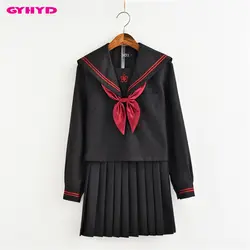 2018 черный студент форма с длинным рукавом матроска костюм японский школьница равномерное