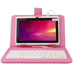 7 "A33 4 ядра 1,5 ГГц 5 цветов Q88 Tablet PC 1024x600 двойной Камера 8 ГБ Android планшет в чехле для клавиатуры (розовый/фиолетовый)