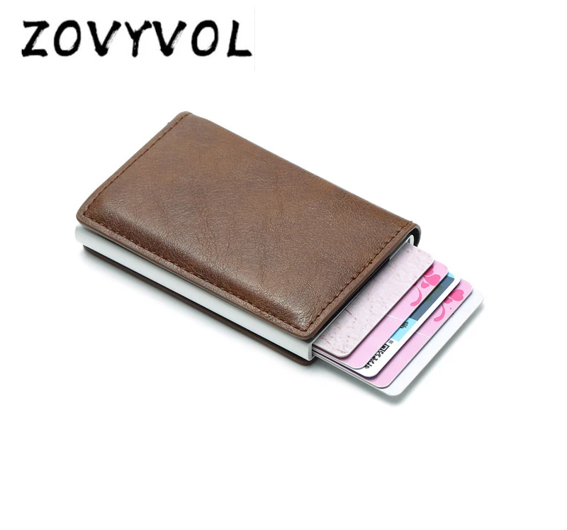 ZOVYVOL анти id держатель для карт из искусственной кожи кредитный держатель для Карт Rfid блокирующий Кошелек Безопасности Алюминиевый металлический кошелек держатель для карт чехол