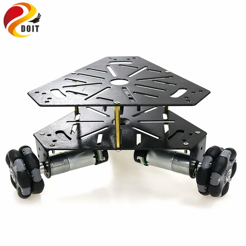 3WD Omni Wheels Robot Car Chassis Stainsteel Frame with 3pcs DC 9V motor for DIY Toy Car Owi Robot Competition