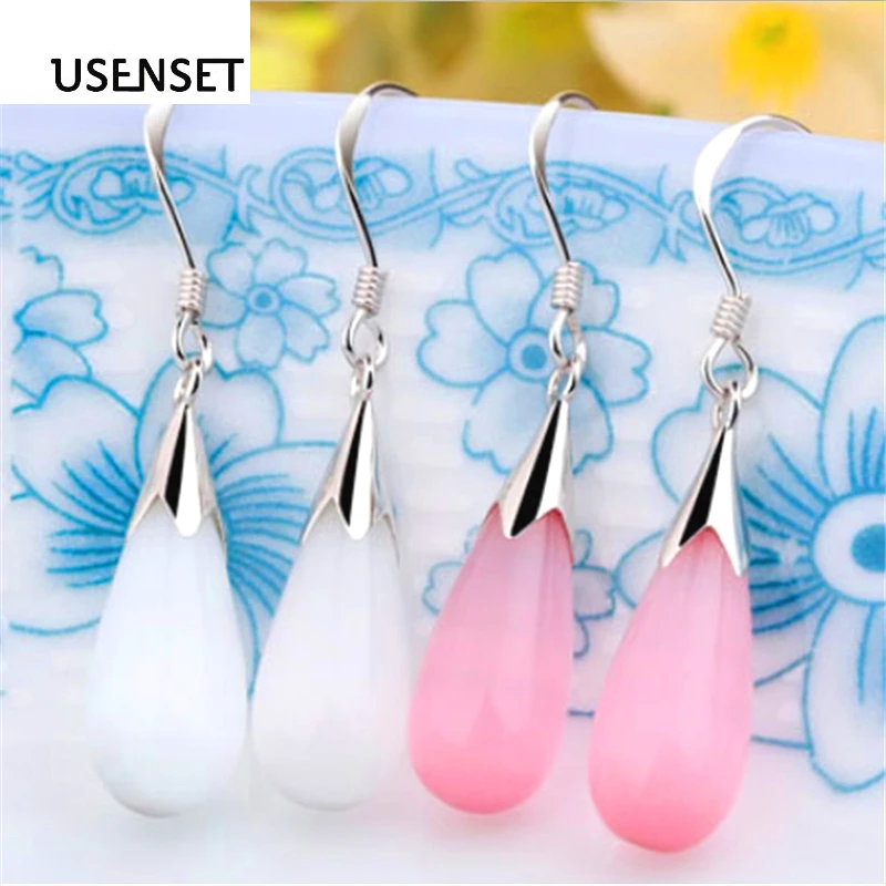 

USENSET New women's water drop earings fashion crystal natural stone design making charm jewelry gift 03M04