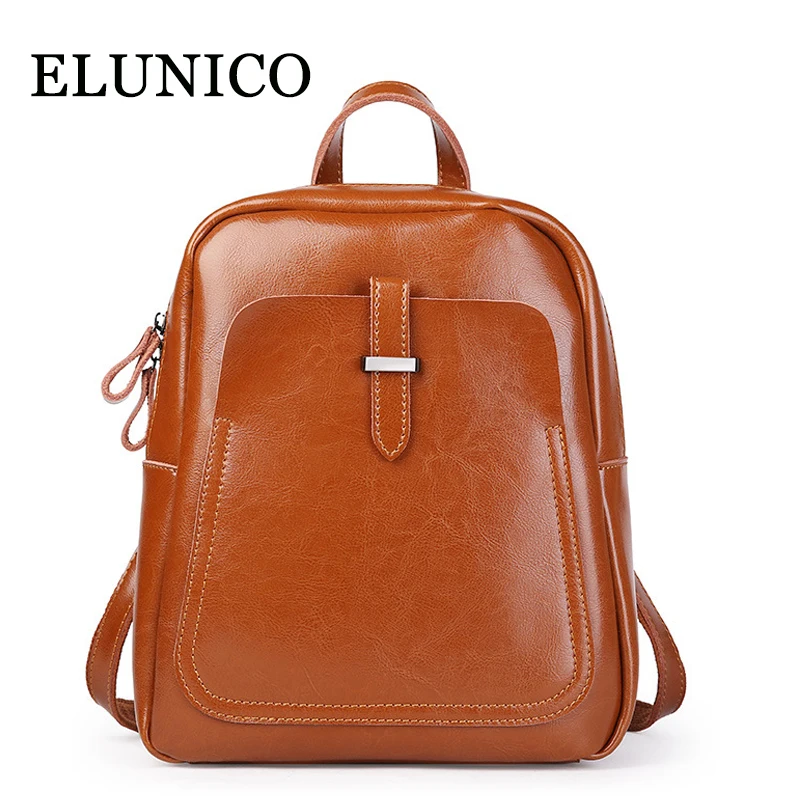 

ELUNICO Summer 2018 Split Leather Women Backpacks School Bag Ladies Multifunctional Soft Leather Back Pack Mochila Sac A Dos