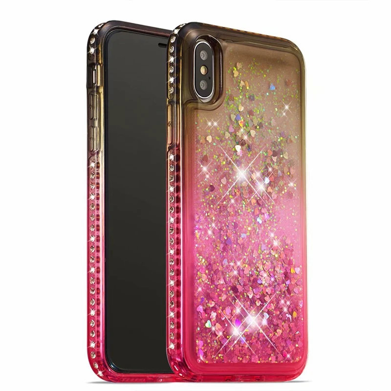 Для Iphone XR XS MAX X 8 7 6 6s 5 SE Touch сердце Роскошный Металлический зыбучий песок мягкий