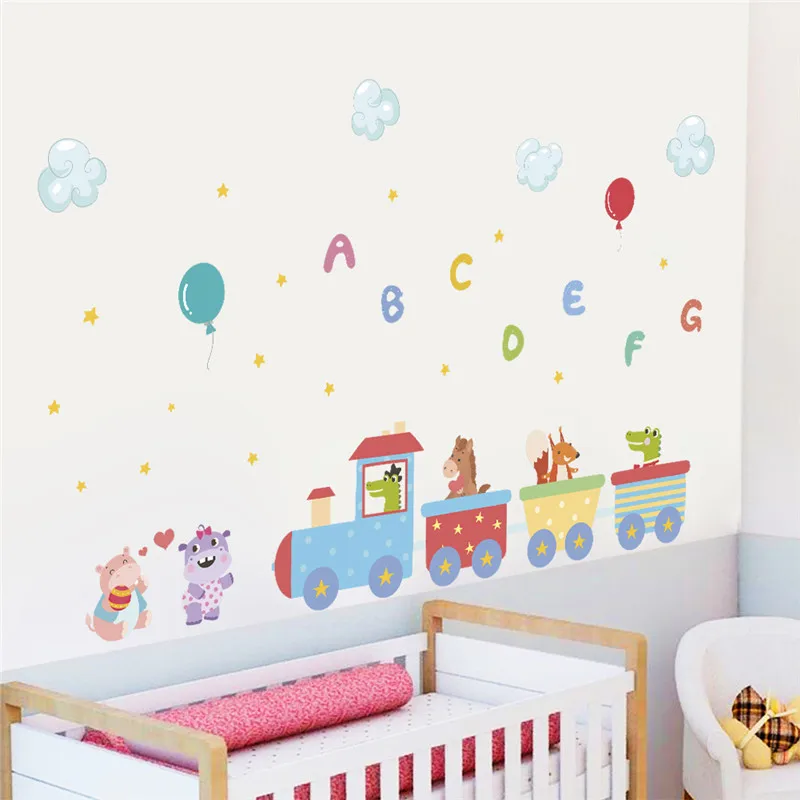 

cartoon animal car rocket boat plane letter wall stickers for Kid's room wall decals children's room nursery Mural Poster