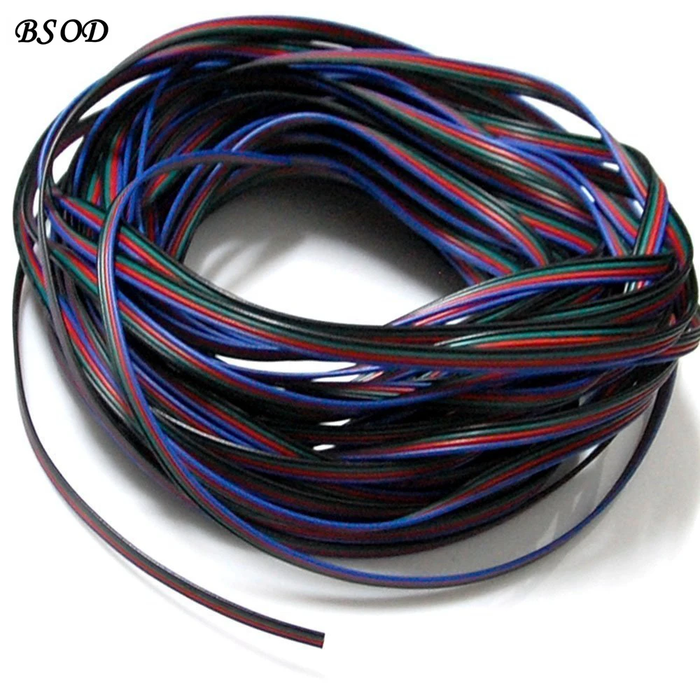 BSOD 10 м Упаковка 4 контакта светодиодный RGB плоский кабель расширения провода шнур для 5050/3528 светодиодный RGB полосы света и RGB модули и т. д