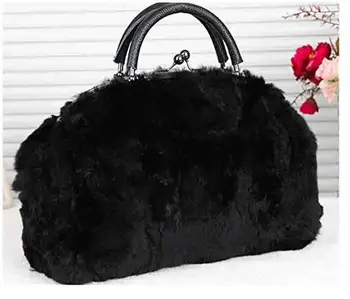 

Joyloading Fashionable Luxury Rabbit Fur Lady Top Handle Handbags