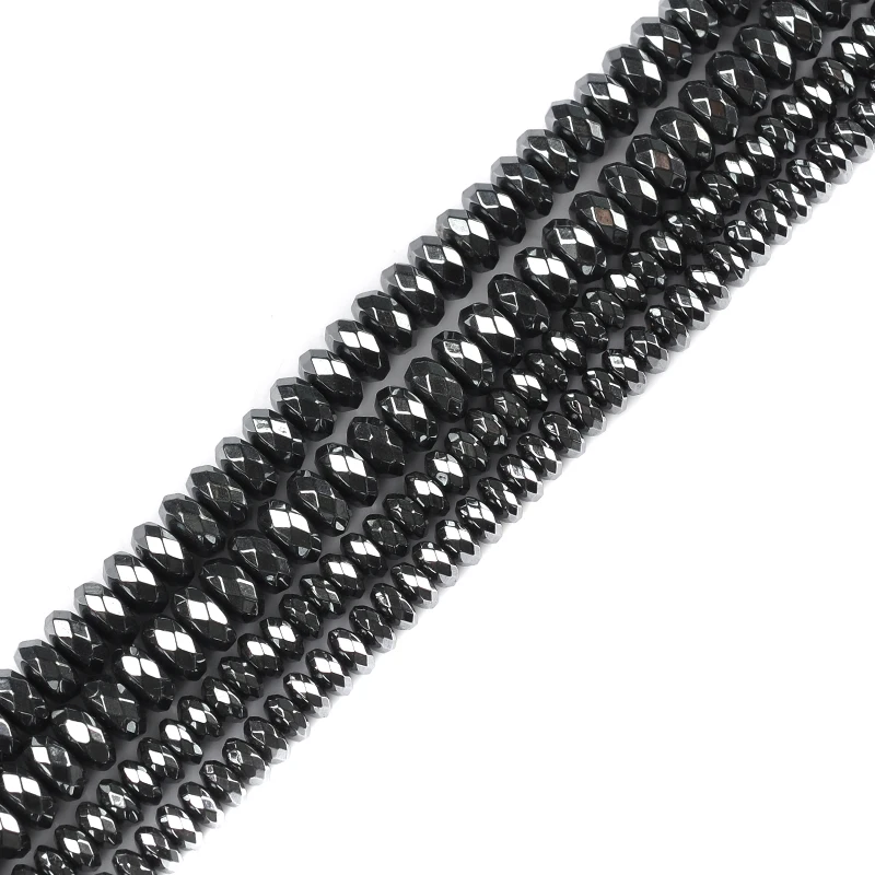 

AAA Natural Stone Faceted Round shape Black Hematite Beads Loose diy beads For Jewelry Making DIY Bracelet Necklace accessories
