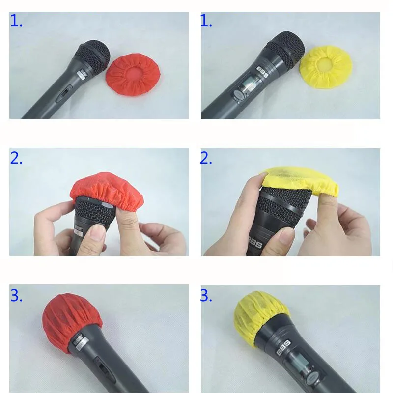Black 4 PCS ONLYKXY Disposable Sanitary non-woven Handheld Microphone Cap case pads Universal Small Mic Covers Replacement WindScreen Protective for Recording Room KTV