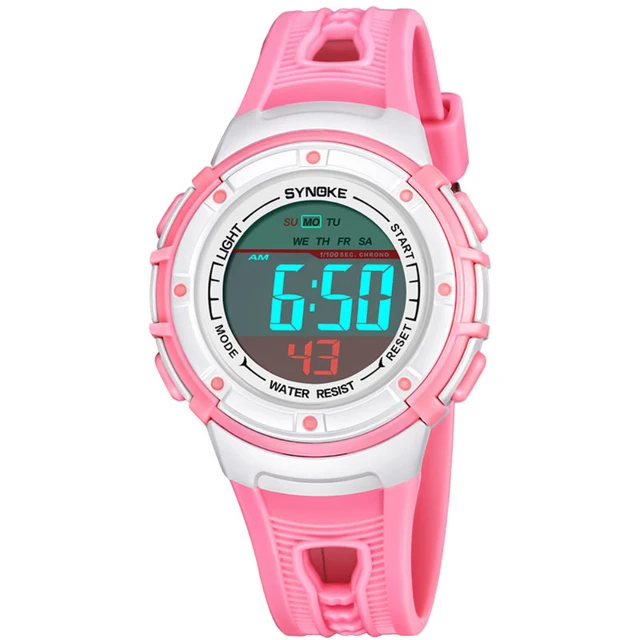 Waterproof Boy Girl Hourly Chime Stopwatch Date Alarm Digital Wrist
