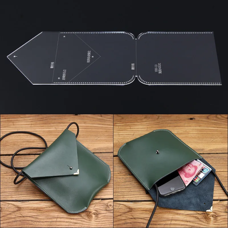 

1set DIY Leather Handmade Craft women handbag Mobile phone bag Sewing Pattern Acrylic Stencil Template 17.5*17.5*2cm