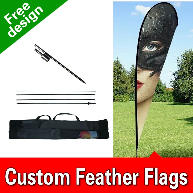 

Free Design Free Shipping Single Sided Inground Spike Teardrop Flags Banners Wind Flags Advertising Feather Flag Nation Tall