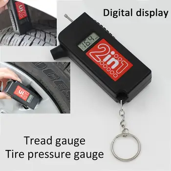 

Hot Multifunctional Car Key Chain 2-in-1 Key Ring Digital Display LCD Tire Pressure Gauge Tread Depth Gauge