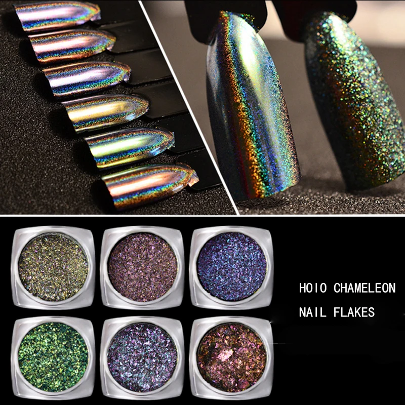 

0.2g Chameleon Holographic Flakes Glitter Powder Laser Nail Flakies Sequins Holo Paillette Decoration