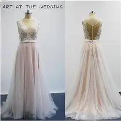 Пикантные стильный тюль свадебное платье с открытой спиной; Robe De Mariage невесты платье простой Повседневное Свадебное Дешевое платье Лидер