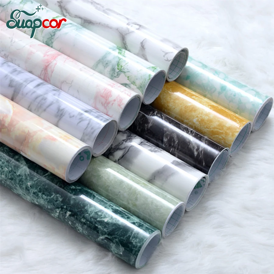 

0.6*5M Waterproof Marble PVC Self adhesive Wallpaper for Living Room TV Backdrop Wallpaper Furniture Cabinet Renovation Stickers