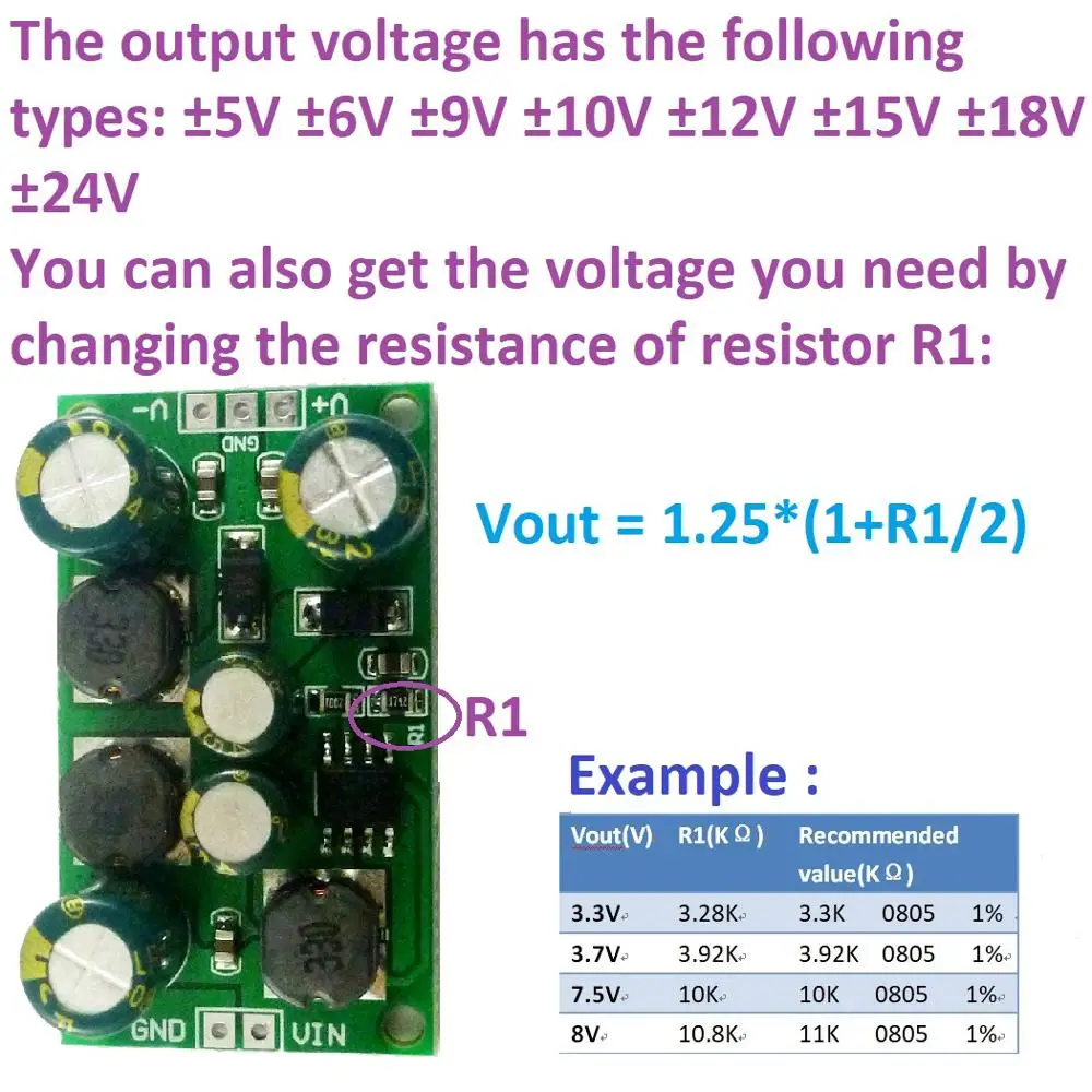 Dykb 2in1 DC-DC повышающий преобразователь-бак положительные и отрицательные Питание 3V~ 24V постоянного тока до ± 5V ± 6V ± 9V ± 12 V/± 15V ± 24V Напряжение регулятор