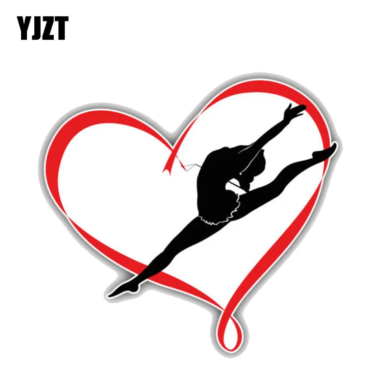 

YJZT 13CM*12.7CM Stylish cartoon Love Gymnastics PVC Window Decoration Car Sticker 11-00194